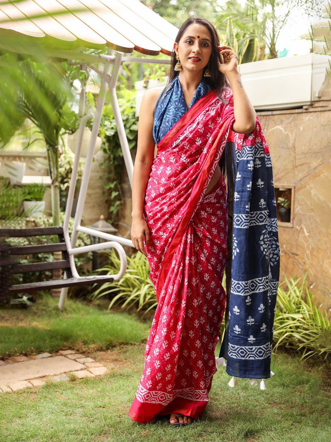Craft Musium Floral Pure Cotton Block Printed Saree