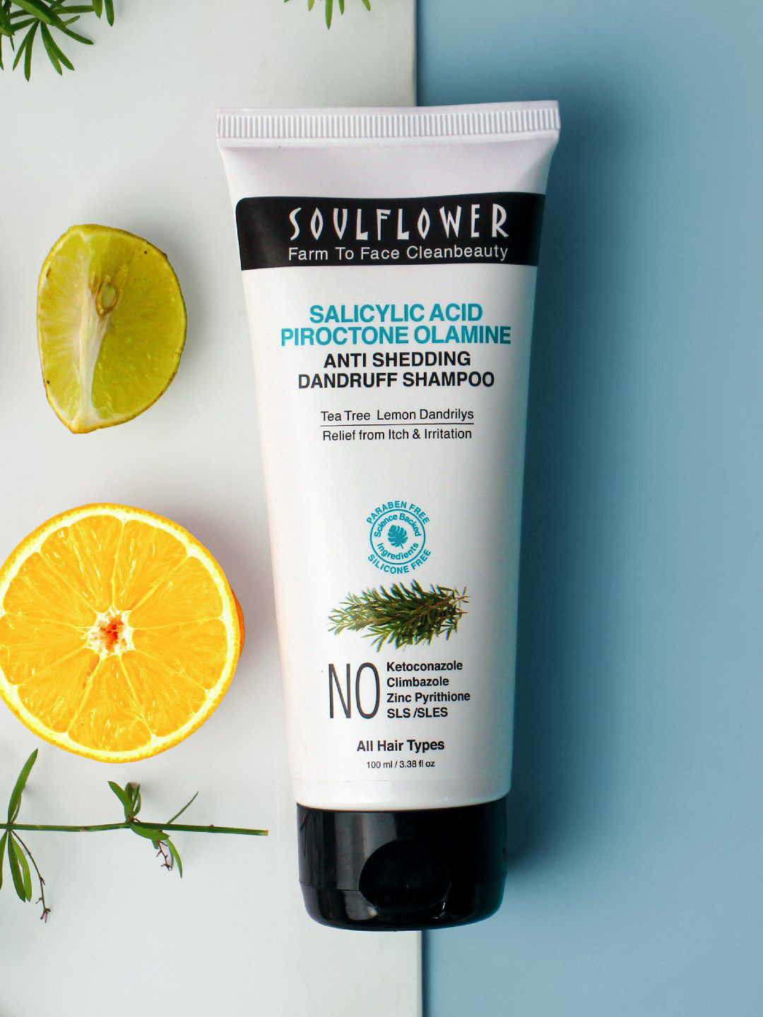 Soulflower Anti Shedding Dandruff Shampoo With Salicylic Acid & Piroctone Olamine - 100ml