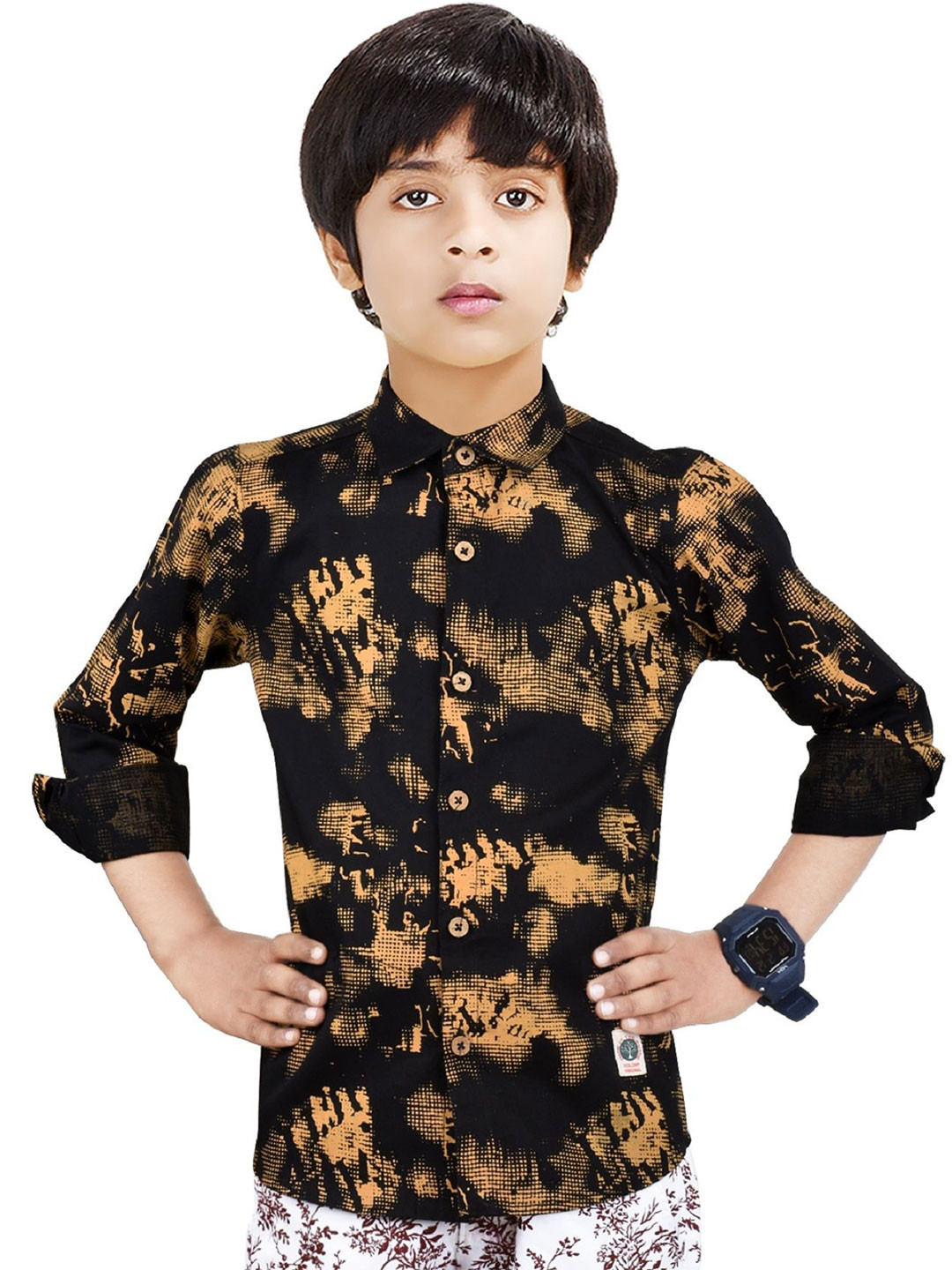 MADE IN THE SHADE Boys Spread Collar Abstract Printed Cotton Casual Shirt