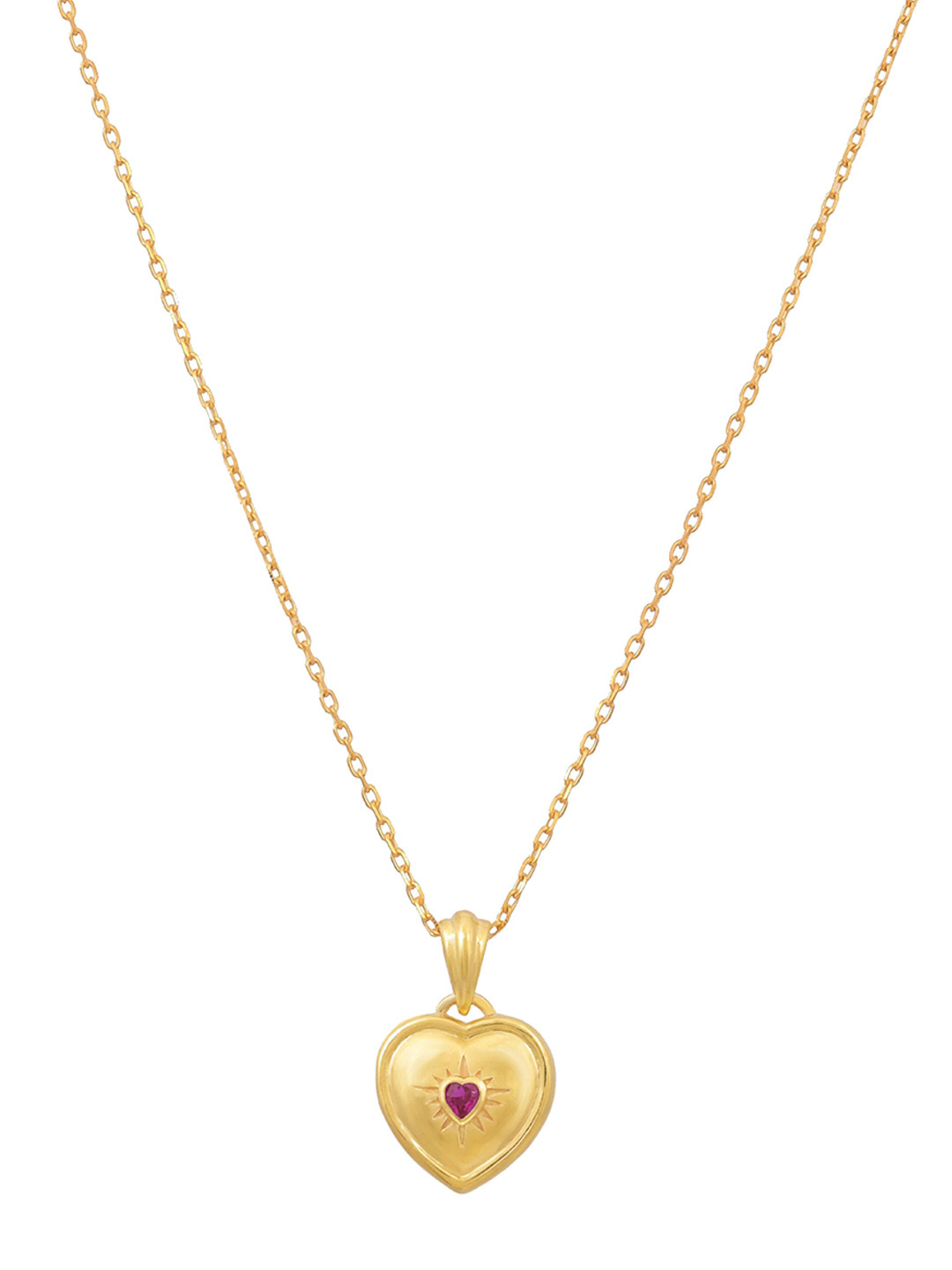 Ruuh Studios Gold-Plated Cubic Zirconia Studded Sparkle Heart Shaped Pendant With Chain