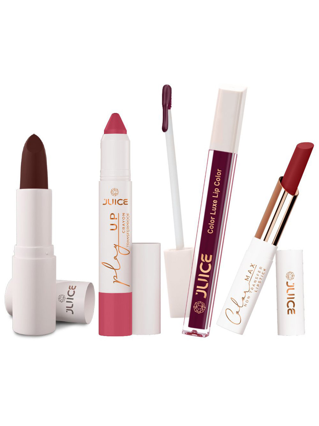 JUICE Set Of 4 Play Up Color Luxe Color Max Lipstick- 11.8 g - M18- MCR06 -M04- M07