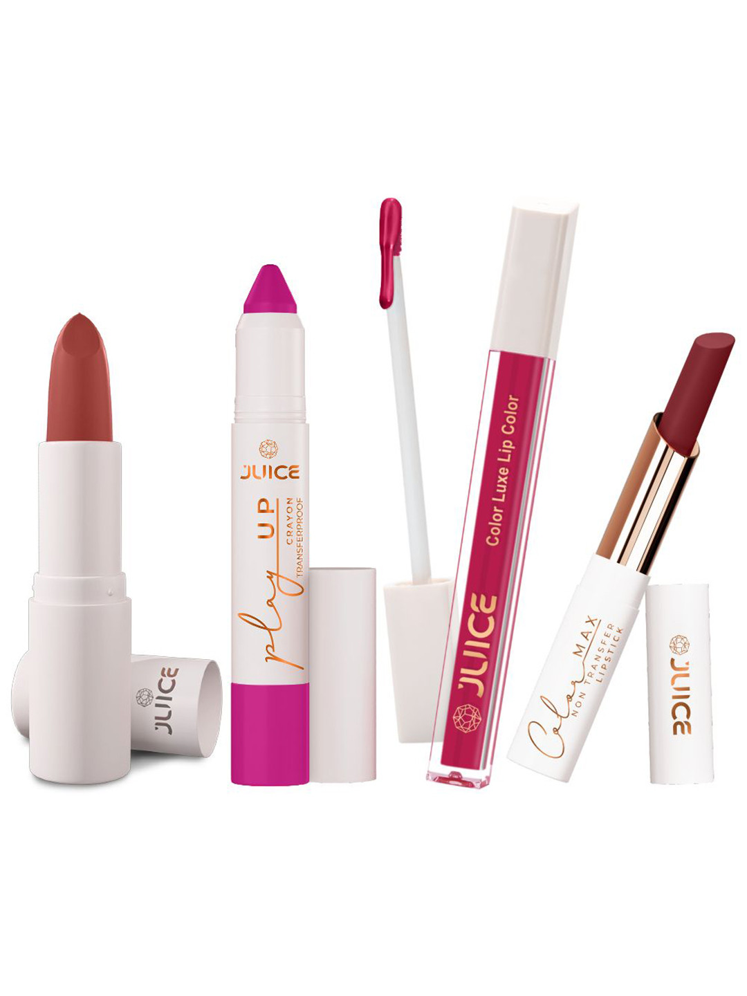 JUICE Set Of 4 Play Up Color Luxe Color Max Lipstick- 11.8 g - M19- MCR07 -M05- M06