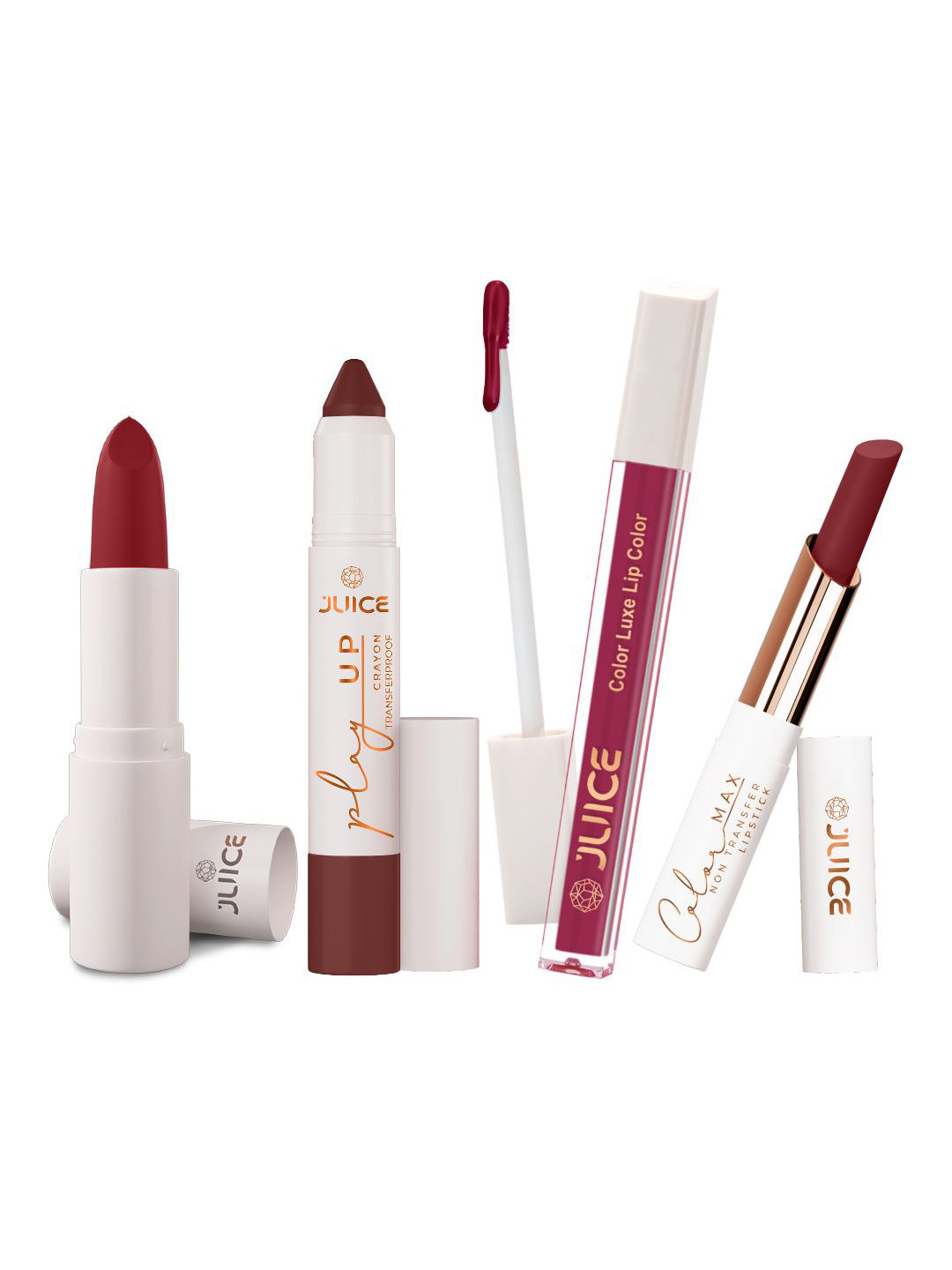 JUICE Set Of 4 Play Up Color Luxe Color Max Lipstick- 11.8 g Each - M04- MCR04 -M14- M06