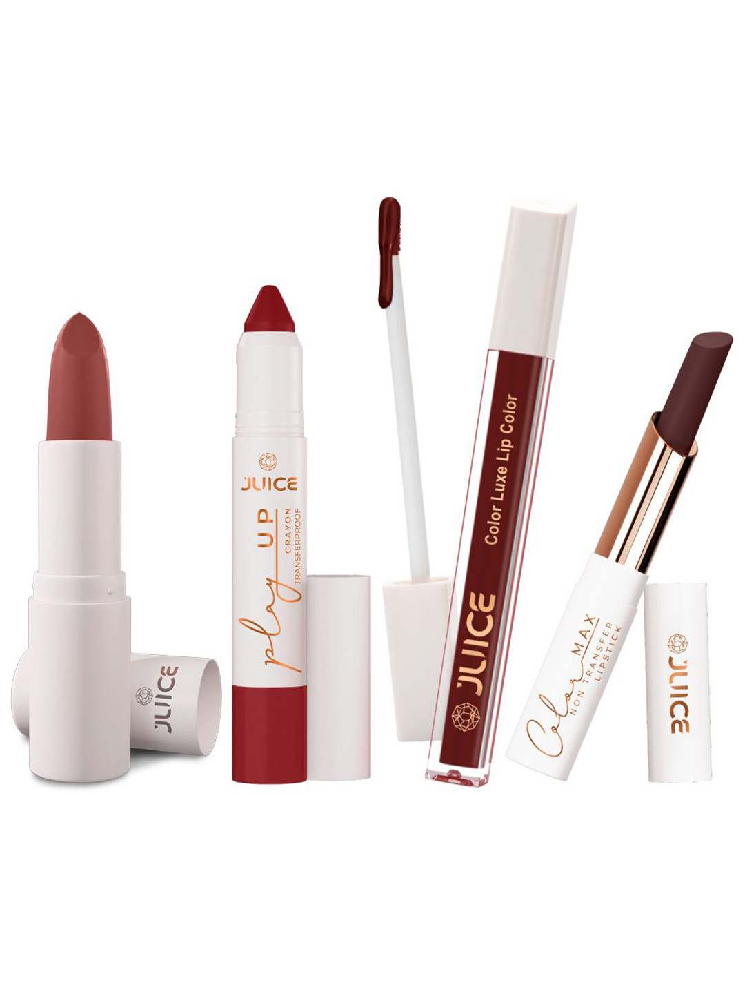 JUICE Set Of 4 Play Up Color Luxe & Max Long Lasting Lipstick- 11.8 g-M10- MCR10 -M10- M10