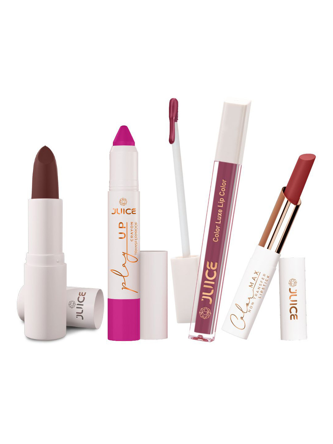 JUICE Set Of 4 Play Up Color Luxe Color Max Lipstick- 11.8 g - M07- MCR07 -M17- M03