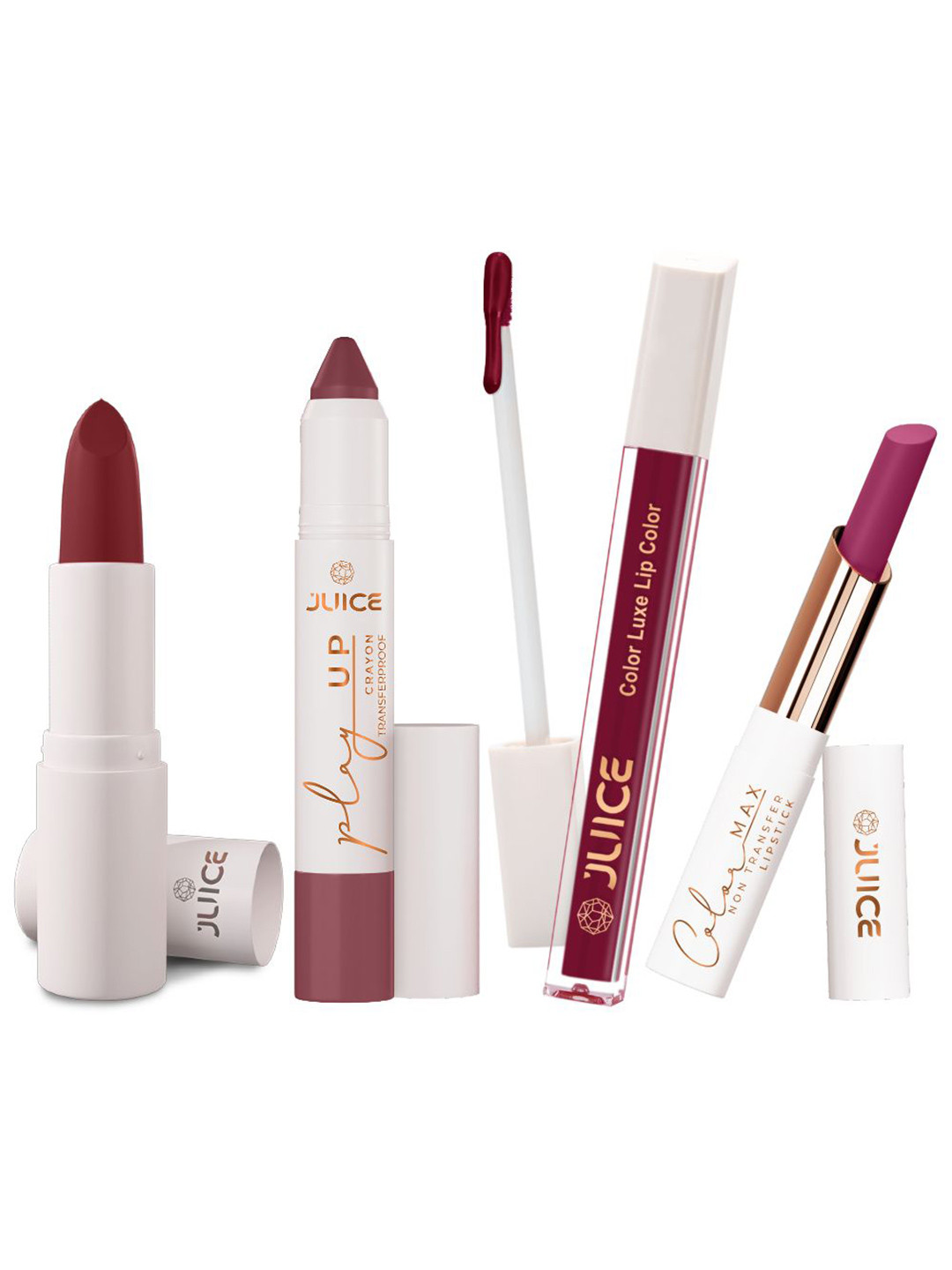 JUICE Set Of 4 Play Up Color Luxe Color Max Lipstick- 11.8 g Each- M05- MCR05 -M15- M05