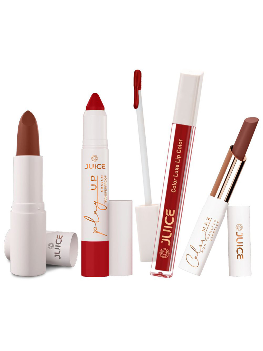 JUICE Set Of 4 Play Up Color Luxe & Max Long Lasting Lipstick-11.8 g- 23- MCR11 -M09- M02