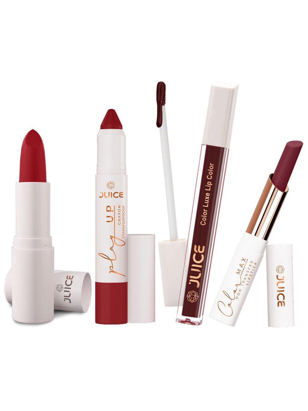 JUICE Set Of 4 Play Up Color Luxe Color Max Lipstick- 11.8 g - M03- MCR010 -M08- M22