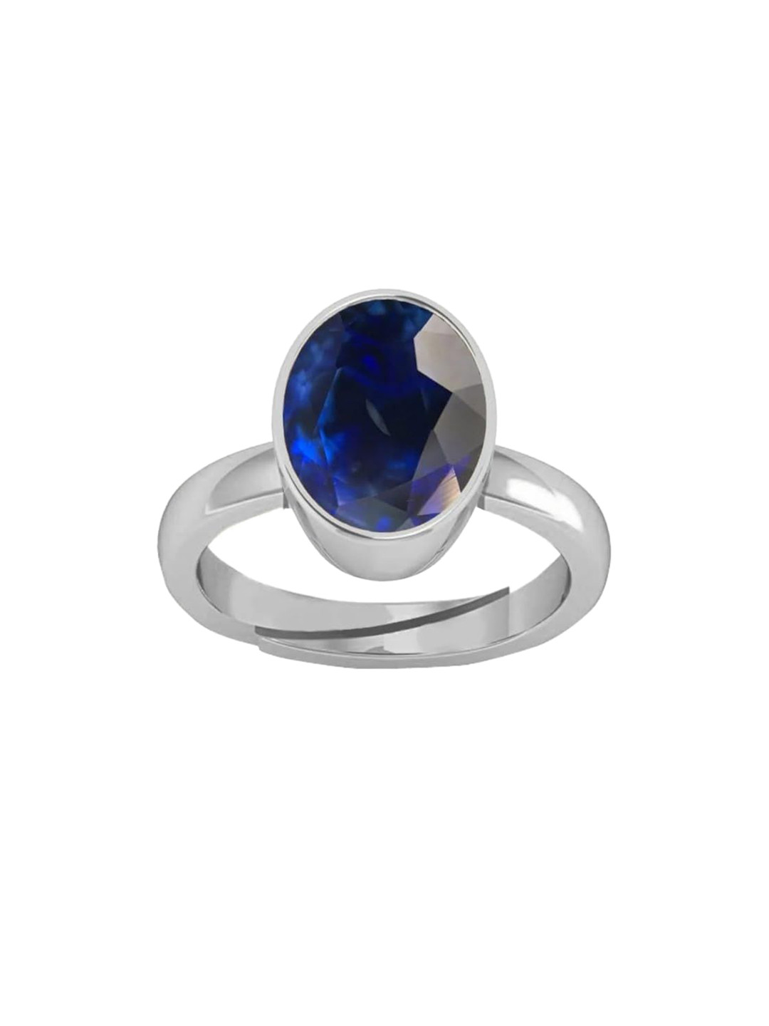 LMDPRAJAPATIS Unisex 7.25 Ratti Natural Blue Sapphire Gemstone Silver Adjustable Ring For Women And Men