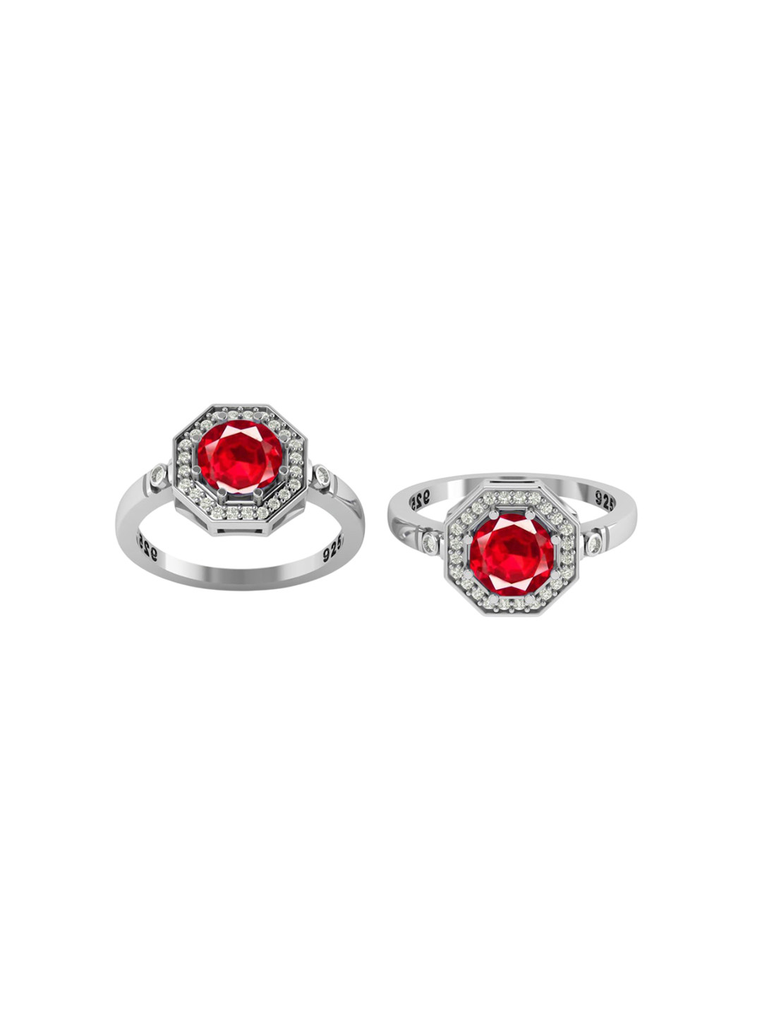 LMDPRAJAPATIS Unisex 7.25 Carat Natural Ruby Gemstone Halo Engagement Silver Ring For Women And Men (7)