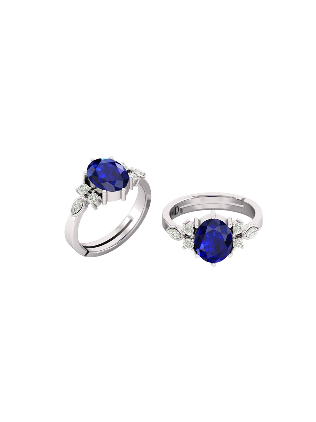 LMDPRAJAPATIS Unisex 9.25 Ratti/8.25 Carat Natural Blue Sapphire Gemstone Silver Plated Ring For Women And Men