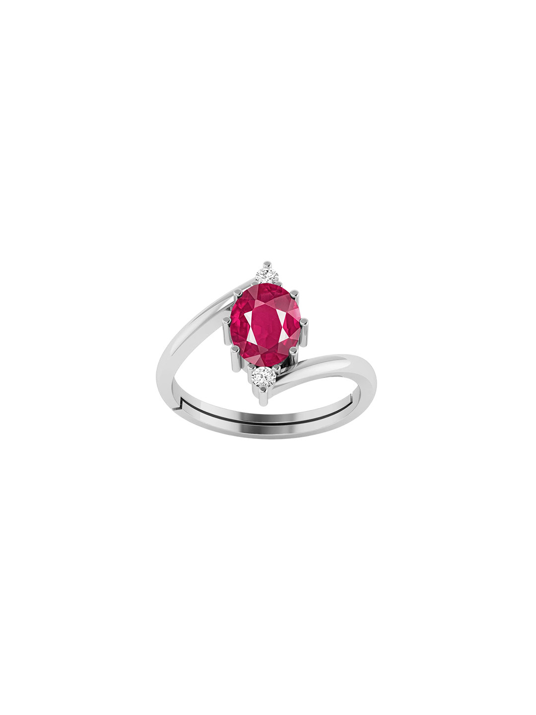 LMDPRAJAPATIS Unisex 3.25 Ratti Natural Ruby Gemstone Silver Plated Adjustable Ring