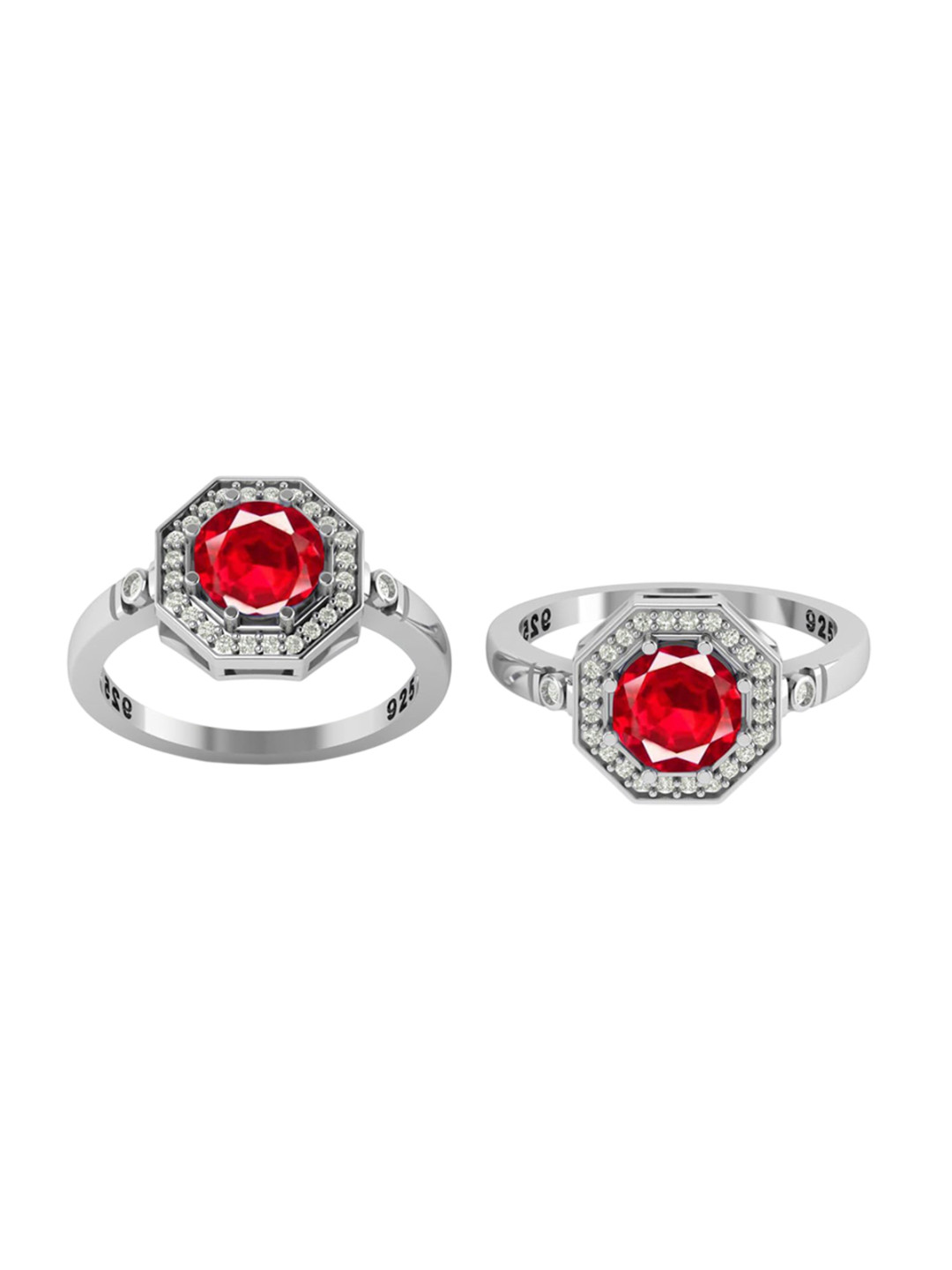 LMDPRAJAPATIS Unisex 7.25 Carat Natural Ruby Gemstone Halo Engagement Silver Ring For Women And Men (8)