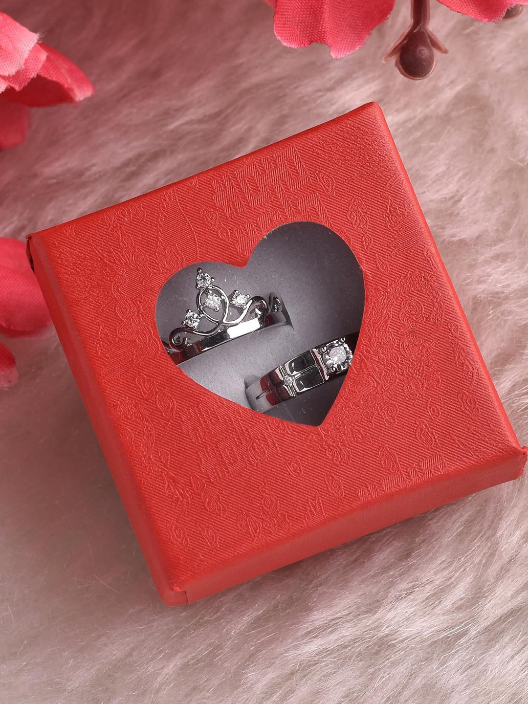 LMDPRAJAPATIS Unisex 2pcs Couples Ring Set For Proposal Rings Valentine's day Gifts For Love