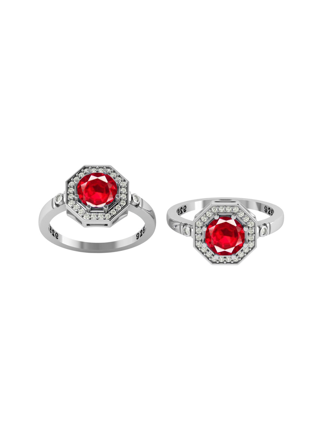 LMDPRAJAPATIS Unisex 7.25 Carat Natural Ruby Gemstone Halo Engagement Silver Ring For Women And Men (10)