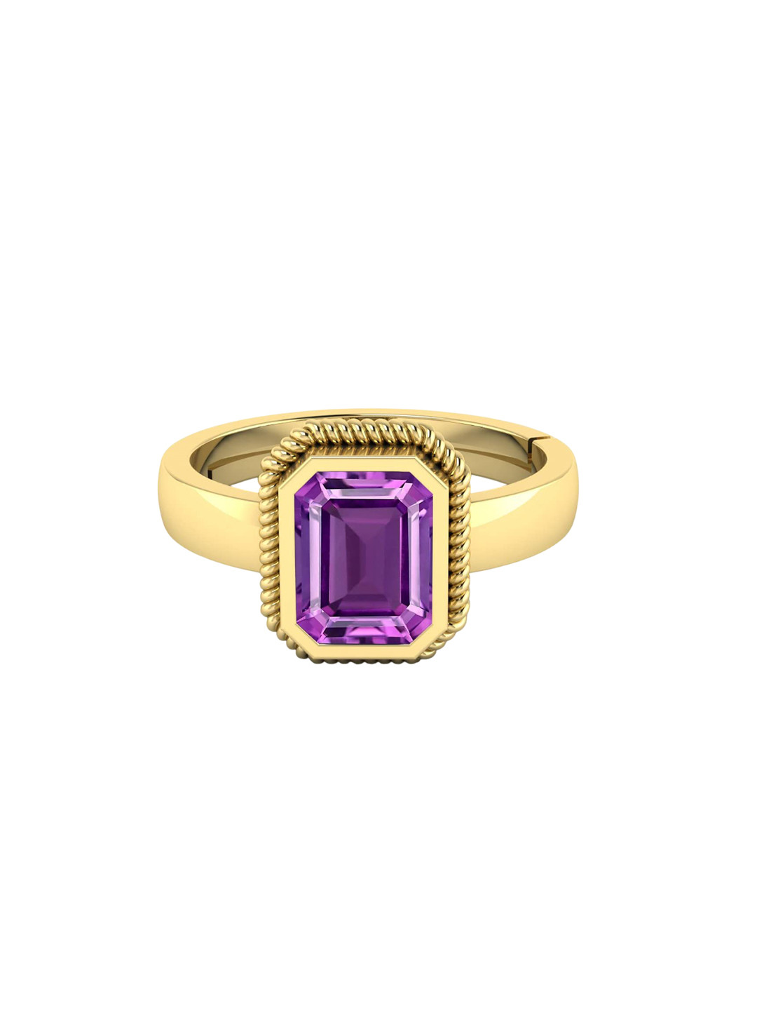 LMDPRAJAPATIS Unisex Natural Amethyst Purple Gemstone Gold Plated Adjutable Ring For Men And Women (6.25 Ratti)