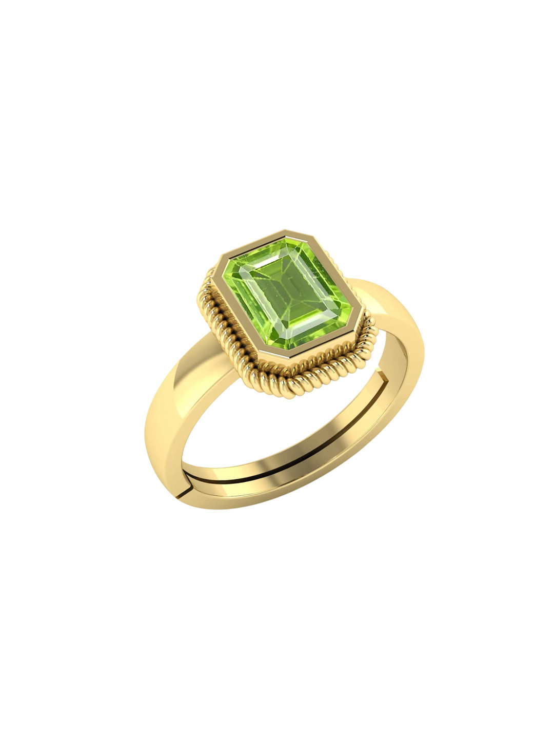 LMDPRAJAPATIS Unisex Natural Peridot Gemstone August Birthstone Gold Plated Ring For Women And Men (8.25 Ratti)