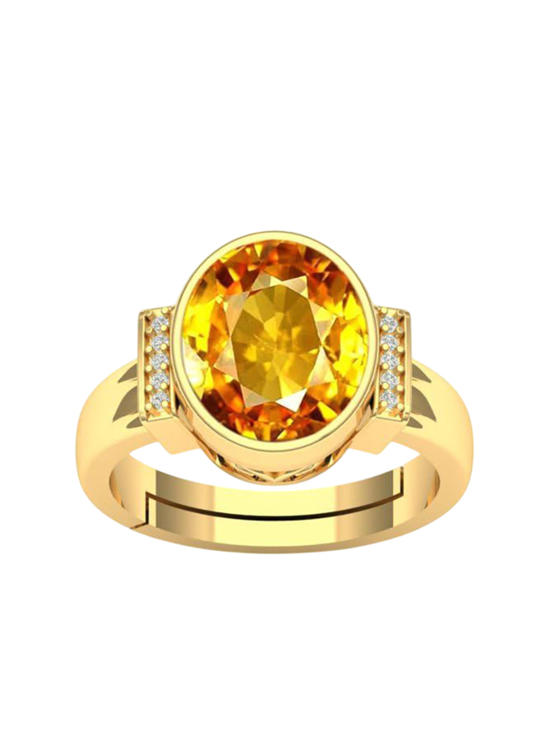 LMDPRAJAPATIS Unisex 3.25 Ratti 2.50 Carat Yellow Sapphire Engagement Zirconia Ring For Women And Men