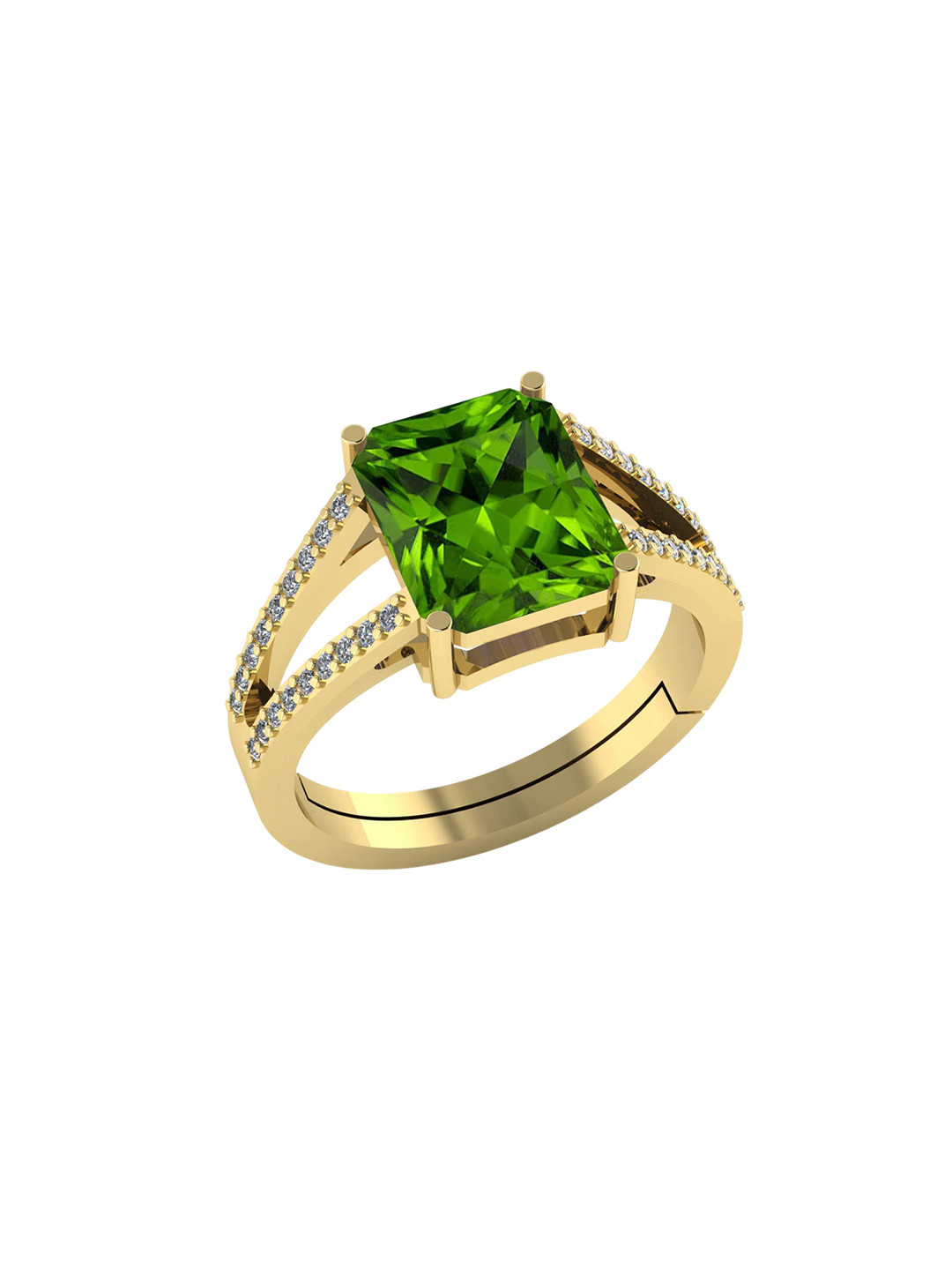 LMDPRAJAPATIS Unisex 12.25 Ratti 11.50 Carat Natural Peridot Gold Plated CZ Square Gold Plated Ring For Women's