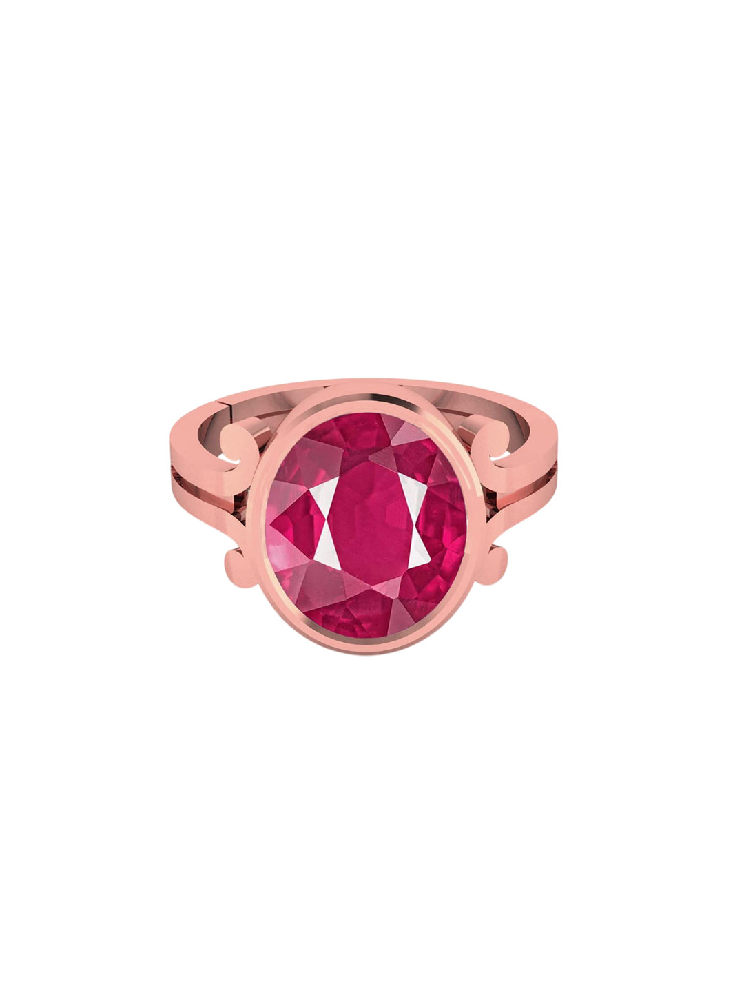 LMDPRAJAPATIS Unisex 9.25 Ratti 8.50 Carat Certified Ruby Manik Gemstone Rose Gold Adjustable Ring For Women