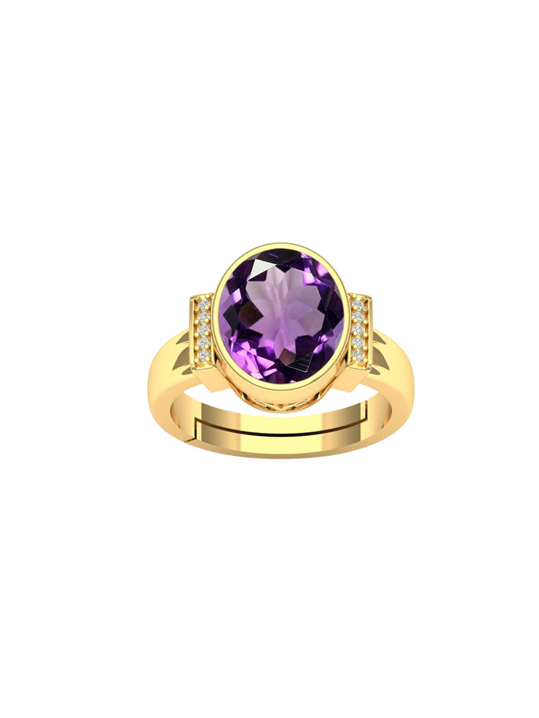 LMDPRAJAPATIS Unisex 10.25 Ratti 9.50 Carat Natural Amethyst Birthstone Zirconia Ring For Women And Men