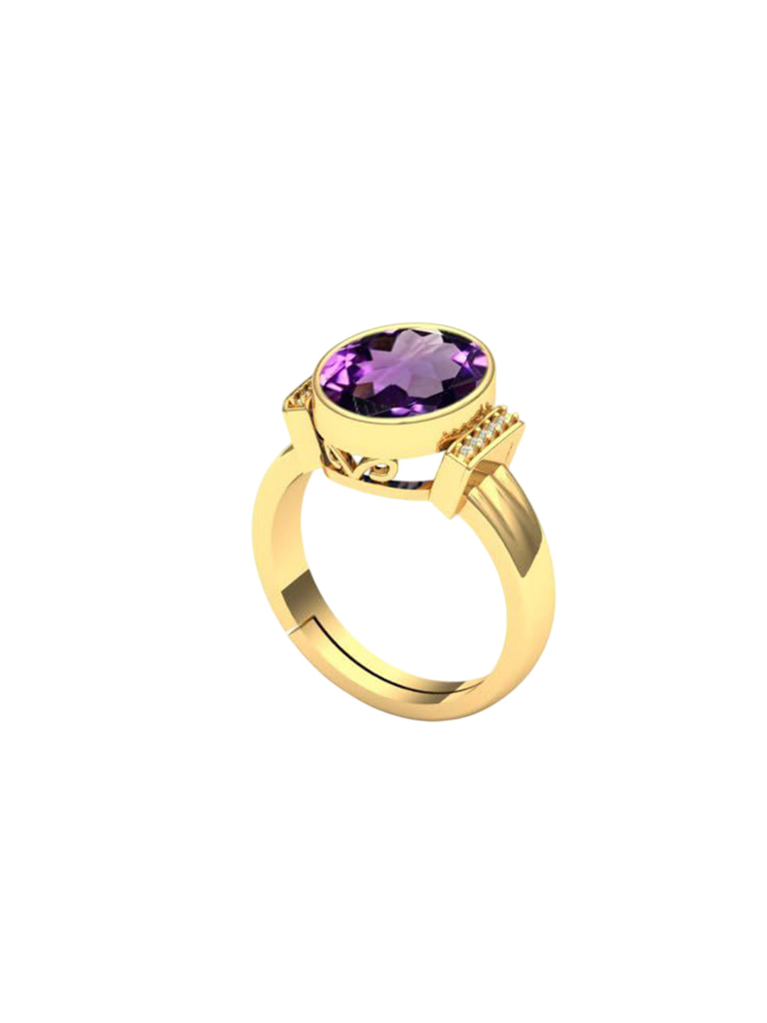 LMDPRAJAPATIS Unisex 11.25 Ratti 10.50 Carat Natural Amethyst Birthstone Zirconia Ring For Women And Men