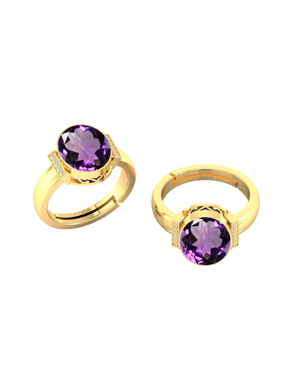 LMDPRAJAPATIS Unisex 2.25 Ratti 1.50 Carat Natural Amethyst Birthstone Zirconia Ring For Women And Men