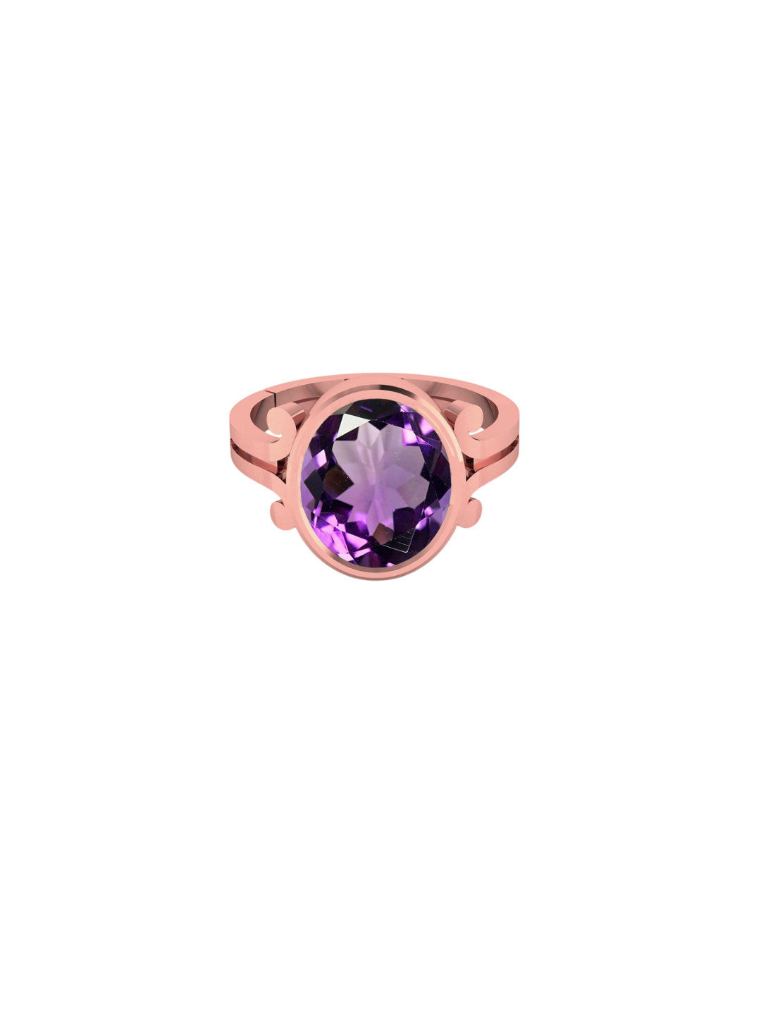 LMDPRAJAPATIS Unisex 9.25 Ratti 8.50 Carat Natural Amethyst Katela Gemstone Rose Gold Ring For Men And Women
