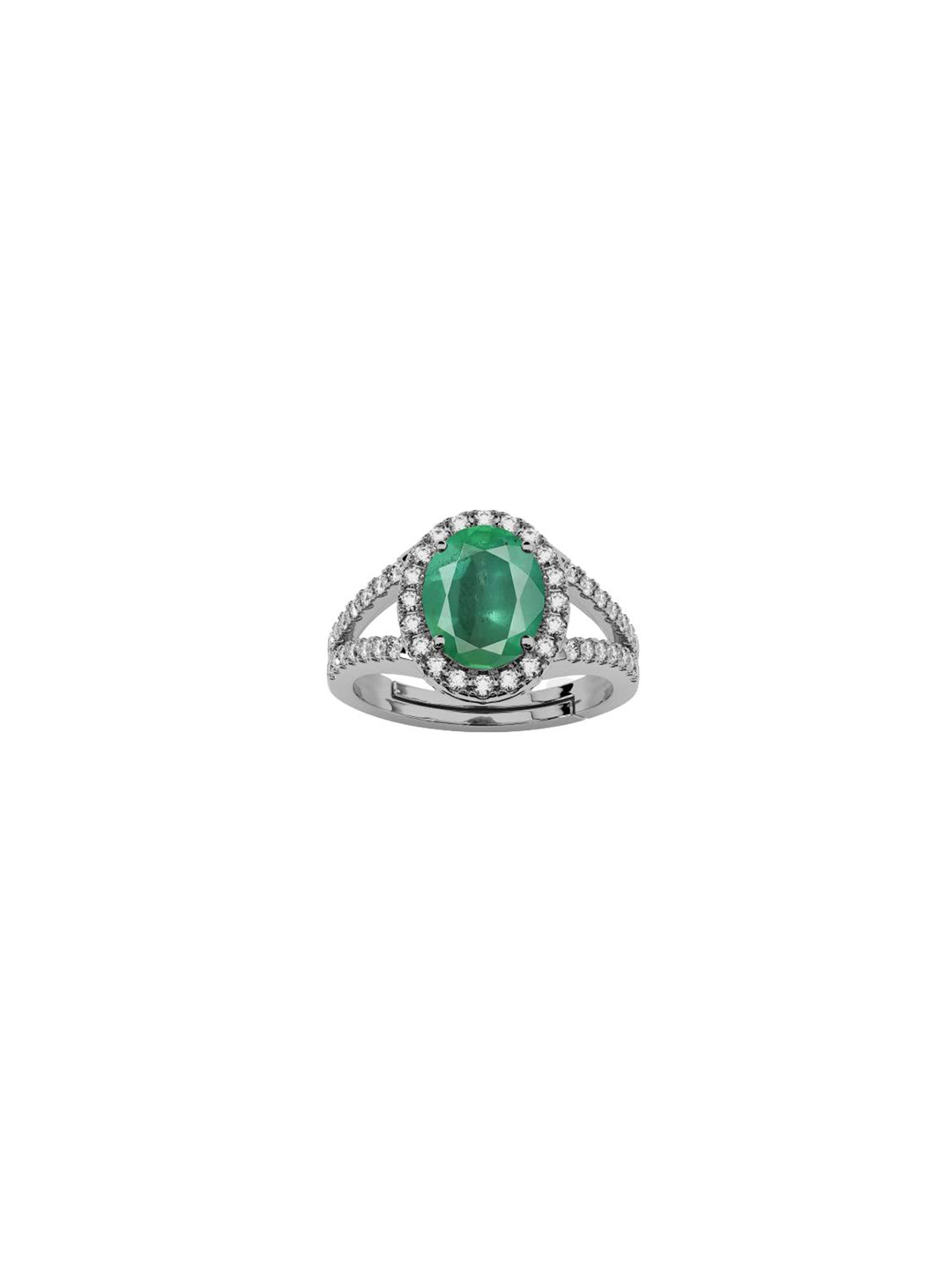LMDPRAJAPATIS Unisex 2.25 Ratti 1.50 Carat Natural Emerald Birthstone Zirconia Silver Ring With Lab Certificate