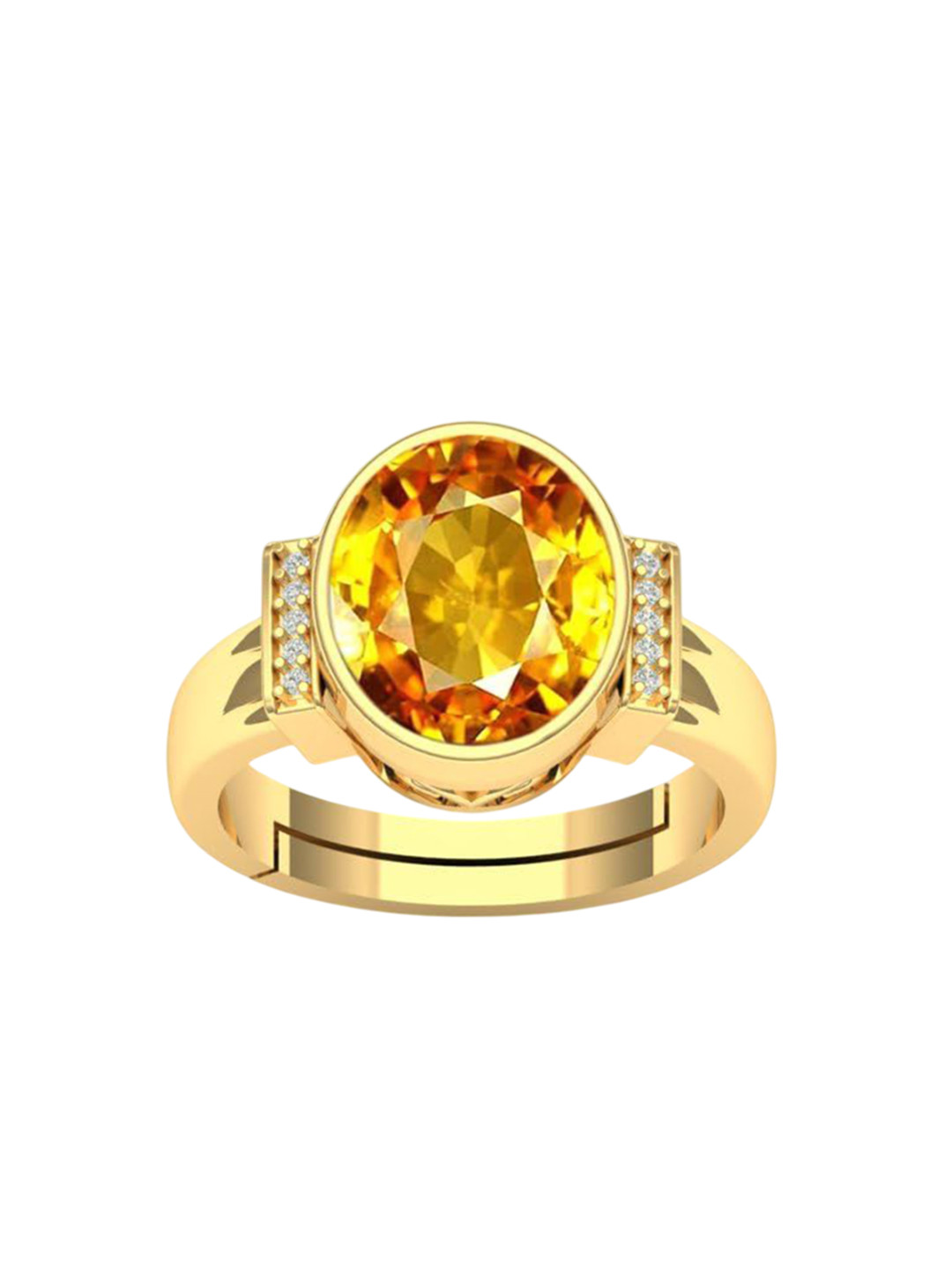 LMDPRAJAPATIS Unisex 2.25 Ratti 1.50 Carat Yellow Sapphire Engagement Zirconia Ring For Women And Men