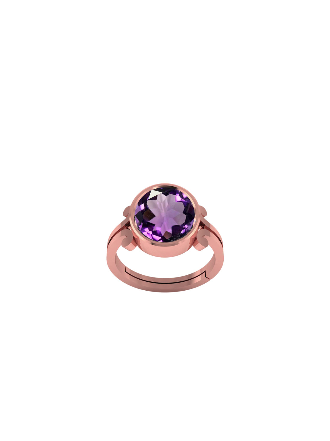 LMDPRAJAPATIS Unisex 2.25 Ratti 1.50 Carat Natural Amethyst Katela Gemstone Rose Gold Ring For Men And Women