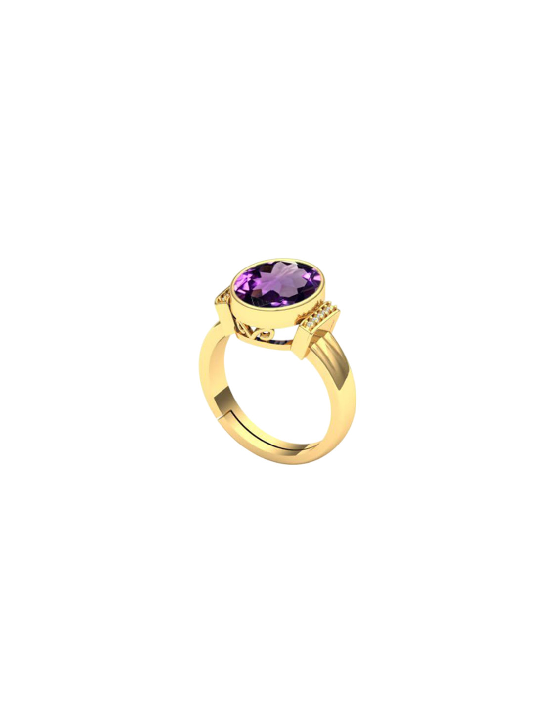 LMDPRAJAPATIS Unisex 4.25 Ratti 3.50 Carat Natural Amethyst Birthstone Zirconia Ring For Women And Men