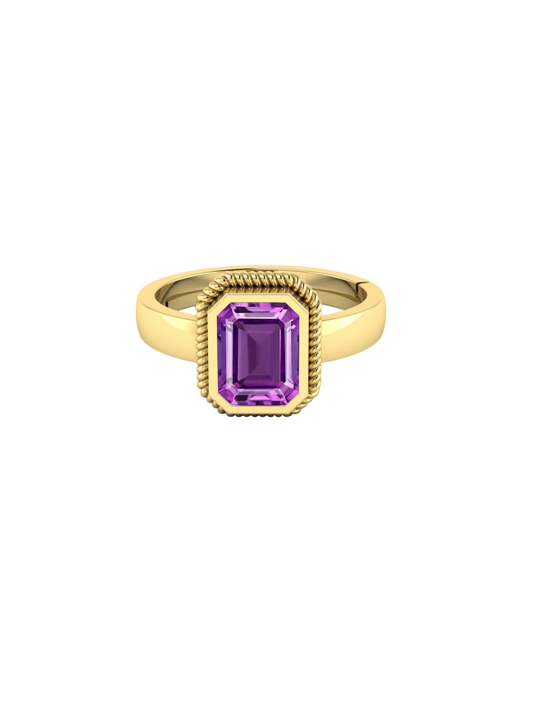 LMDPRAJAPATIS Unisex Natural Amethyst Purple Gemstone Gold Plated Adjutable Ring For Men And Women (8.25 Ratti)
