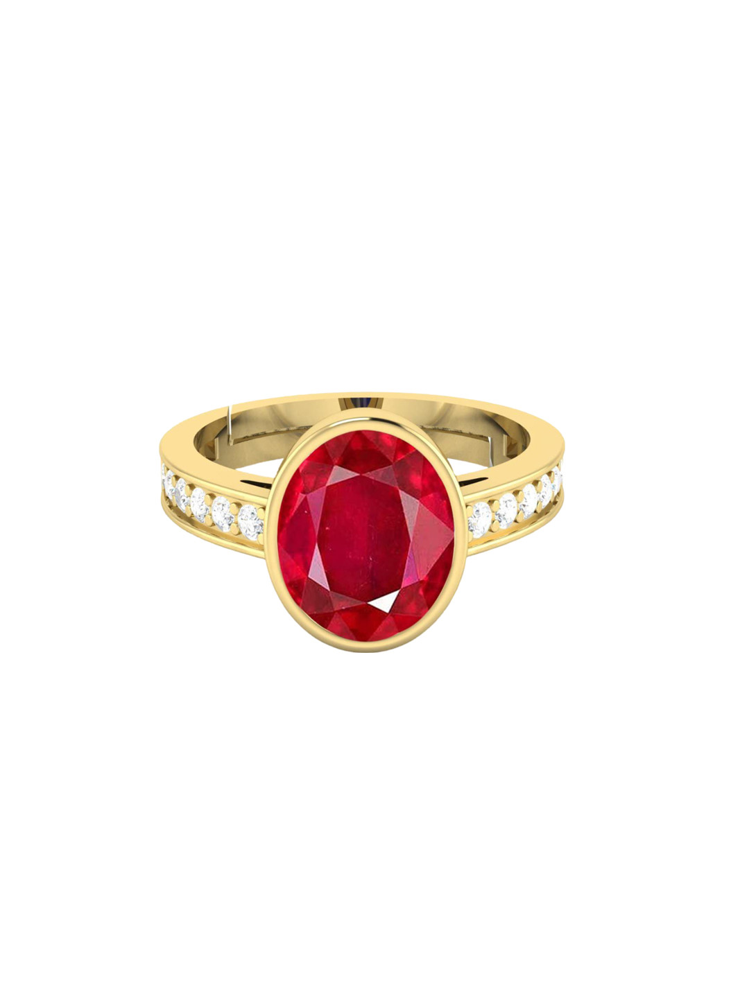LMDPRAJAPATIS Unisex 2.25 Ratti Oval Shape Natural Ruby Manik Gemstone Gold Plated Ring For Women And Men