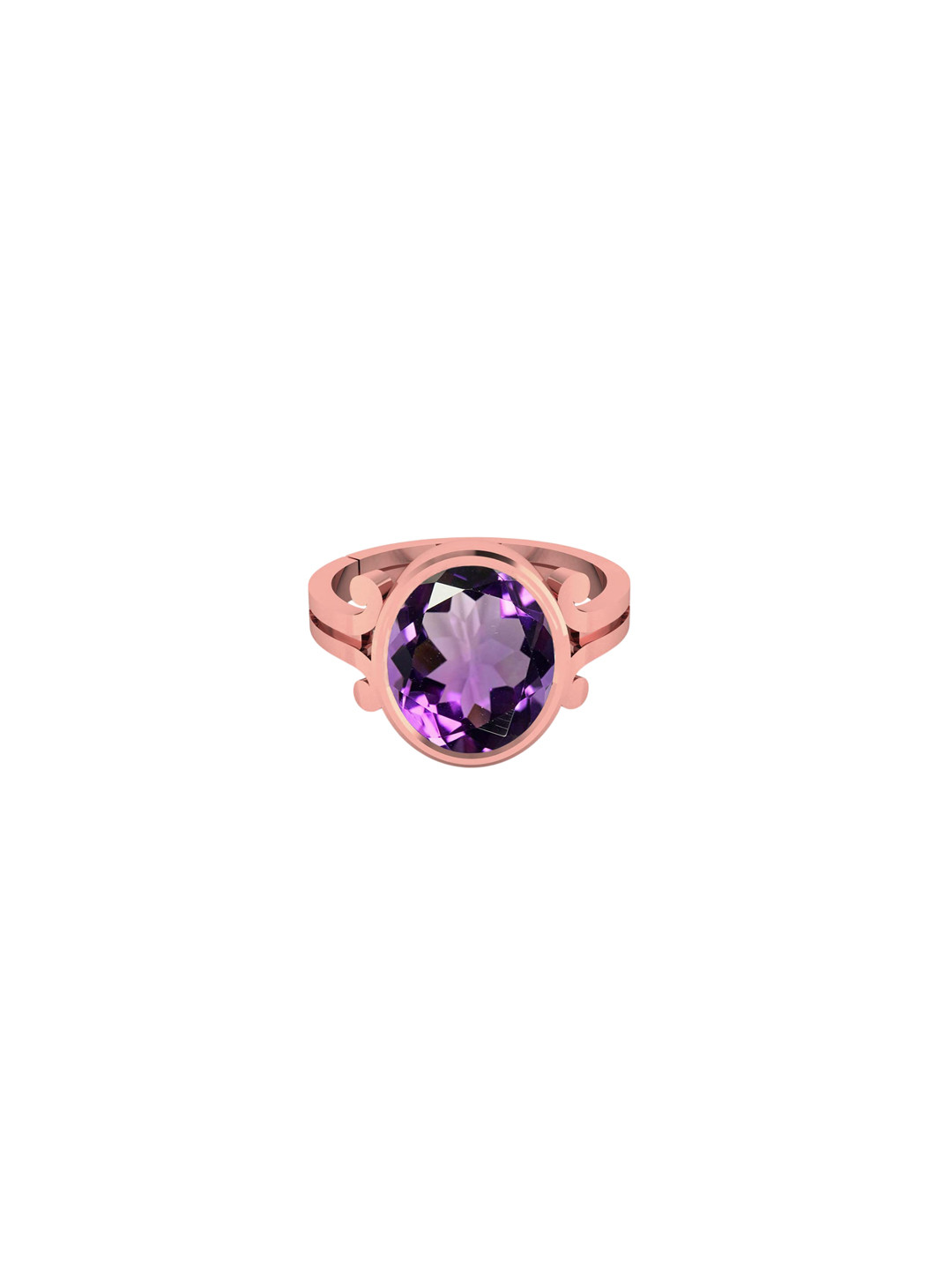 LMDPRAJAPATIS Unisex 11.25 Ratti 10.50 Carat Natural Amethyst Katela Gemstone Rose Gold Ring For Men And Women