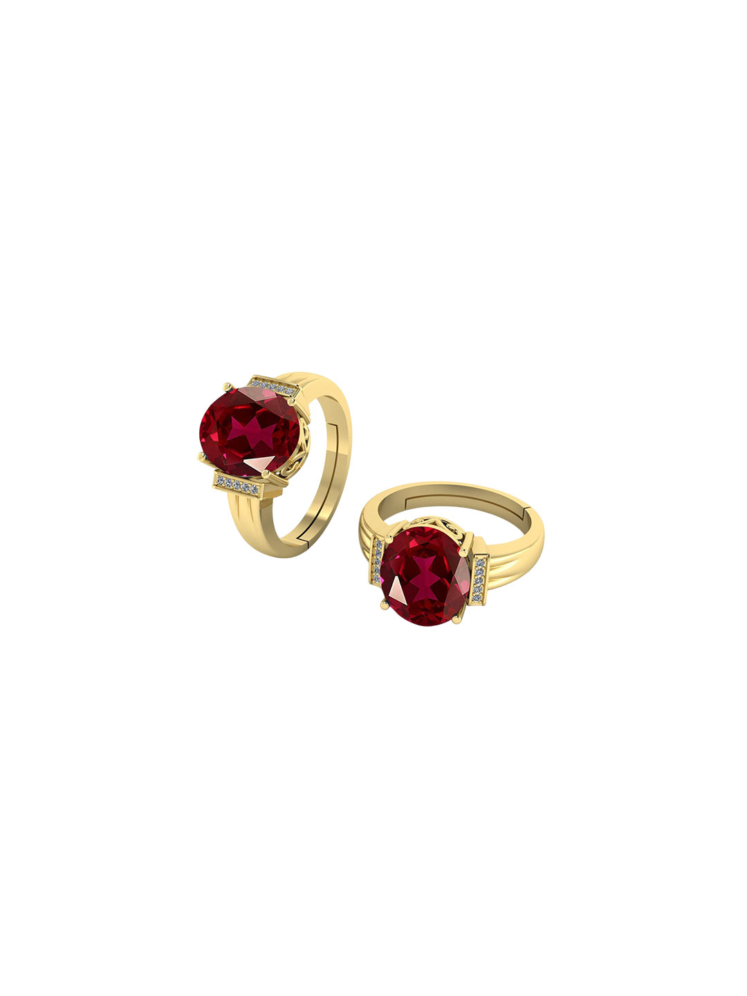 LMDPRAJAPATIS Unisex 2.25 Ratti 1.50 Carat Certified Ruby Manik Gemstone Gold Plated Adjustable Ring For Women