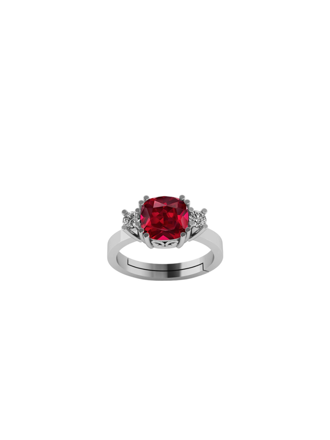 LMDPRAJAPATIS Unisex 9.25 Ratti 8.50 Carat Natural Red Ruby Cushion Cut Silver Adjustable Ring For  And Women