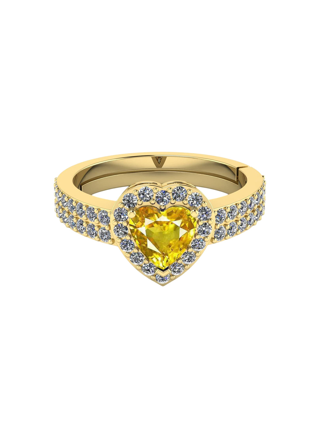 LMDPRAJAPATIS Unisex 4.25 Ratti 3.50 Carat Natural Yellow Sapphire Heart Shape Gold Ring For Men And Women's