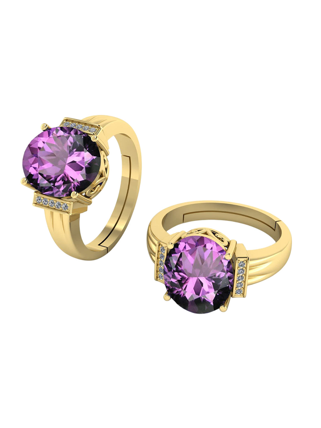 LMDPRAJAPATIS Unisex 5.25 Ratti 4.50 Carat Natural Amethyst Katela Gemstone Gold Ring For Men And Women