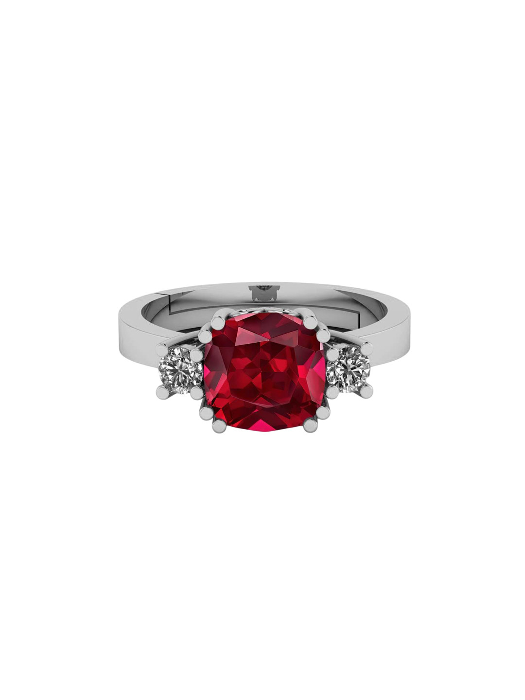 LMDPRAJAPATIS Unisex 2.25 Ratti 1.50 Carat Natural Red Ruby Cushion Cut Silver Adjustable Ring For  And Women