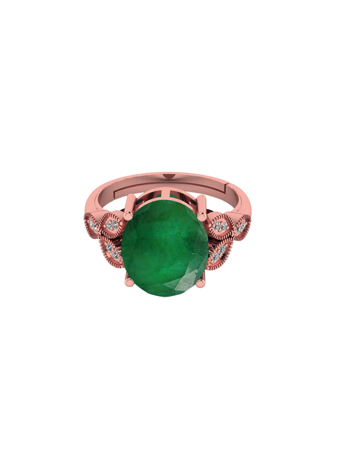 LMDPRAJAPATIS Unisex 3.25 Ratti / 2.50 Carat Natural Emerald Panna Rose Gold Fine Jewelry Ring For Women's