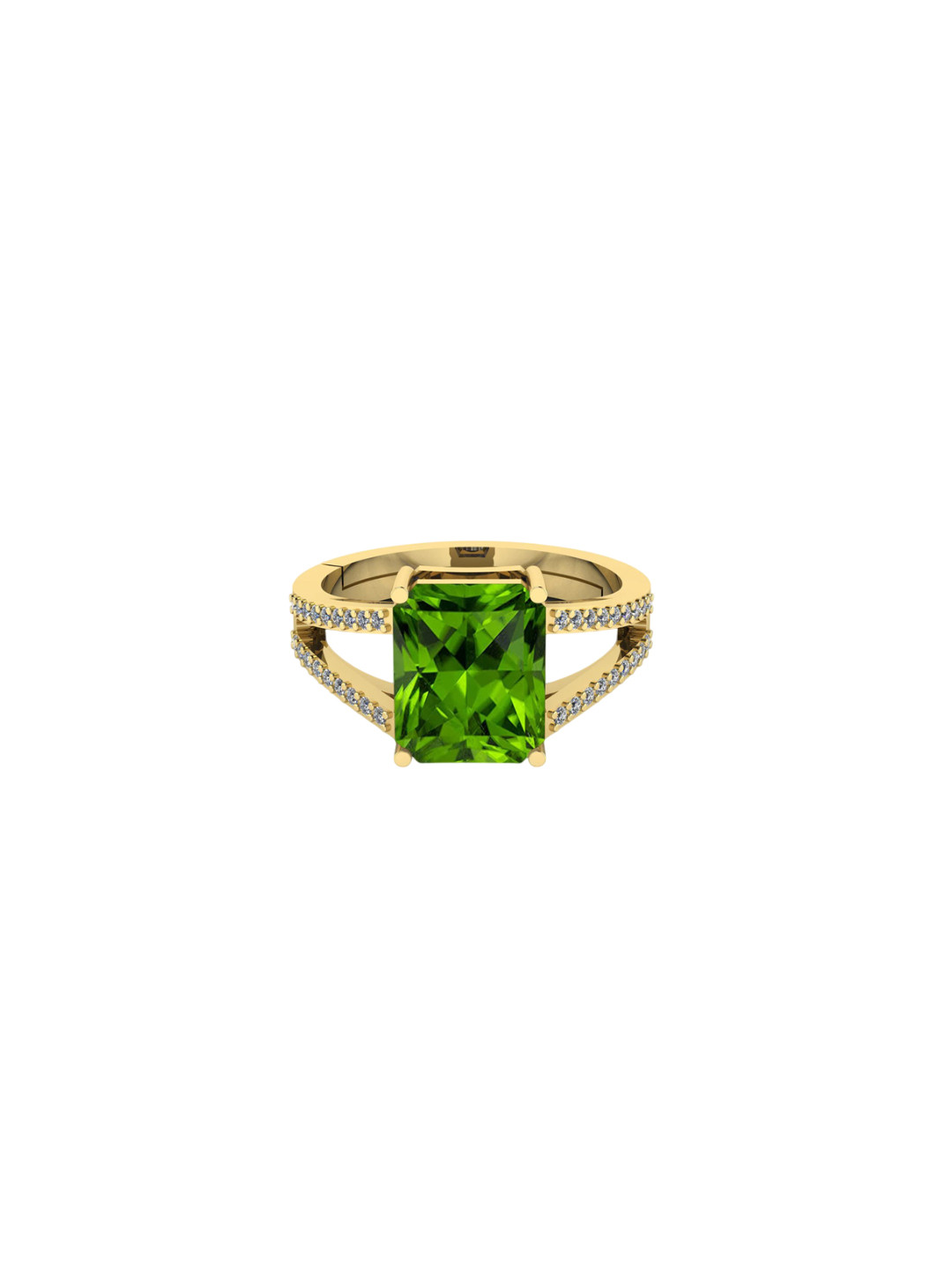 LMDPRAJAPATIS Unisex 9.25 Ratti 8.50 Carat Natural Peridot Gold Plated CZ Square Gold Plated Ring For Women's