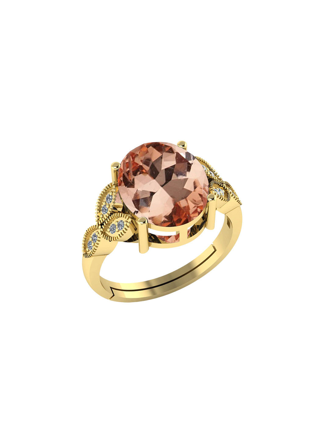 LMDPRAJAPATIS Unisex 4.25 Ratti 3.50 Carat Certified Morganite Gold Plated Anniversary Ring For  And Women