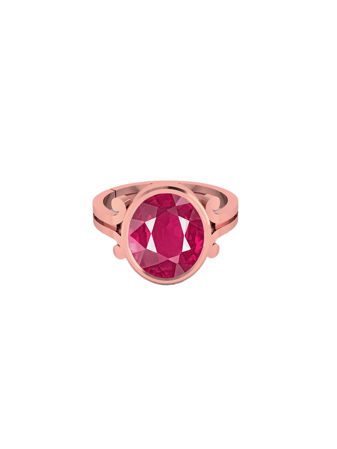 LMDPRAJAPATIS Unisex 4.25 Ratti 3.50 Carat Certified Ruby Manik Gemstone Rose Gold Adjustable Ring For Women