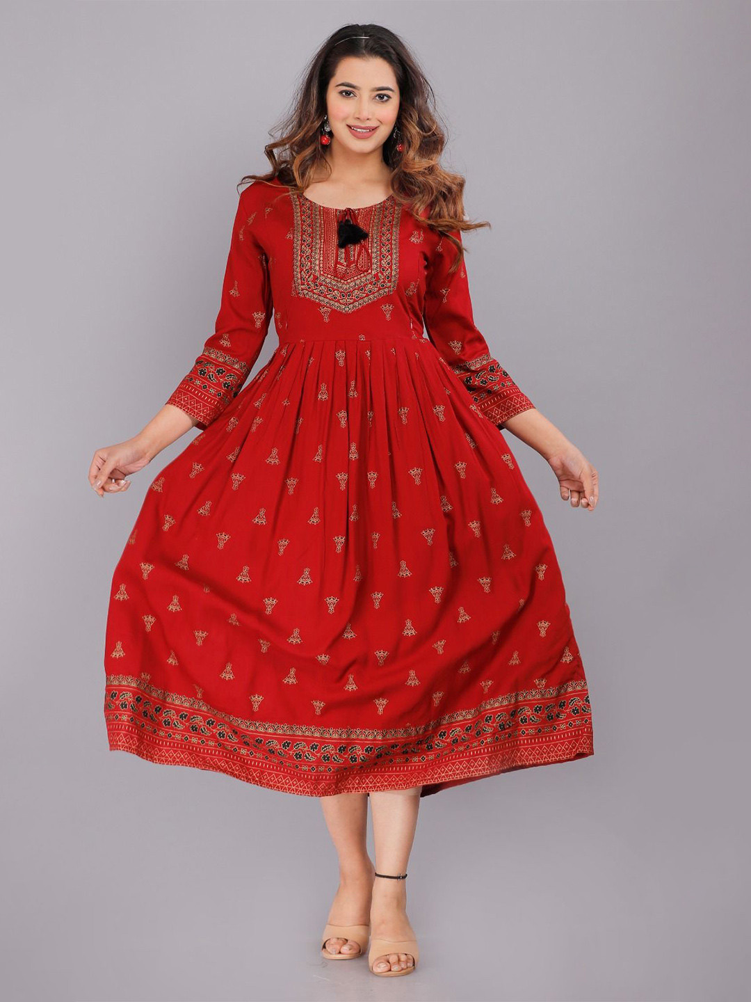 Vorcia Febtex Embellished Maternity A-Line Midi Dress