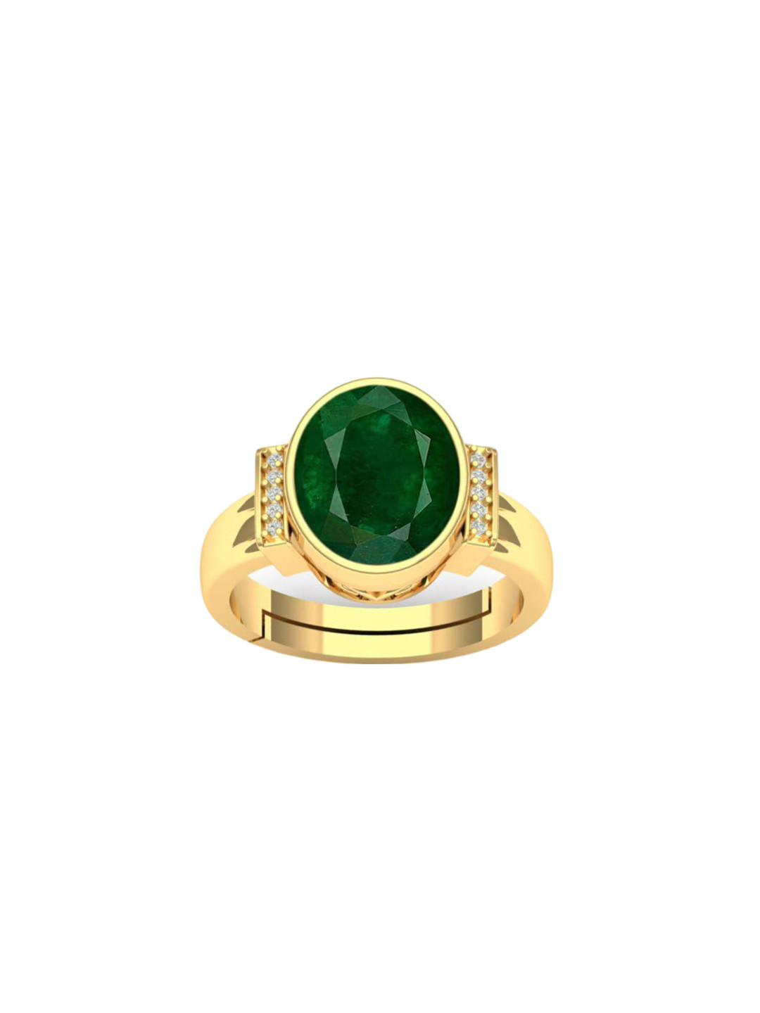 LMDPRAJAPATIS Unisex 10.25 Ratti 9.75 Carat Natural Emerald Zirconia Stone Gold Ring For Women