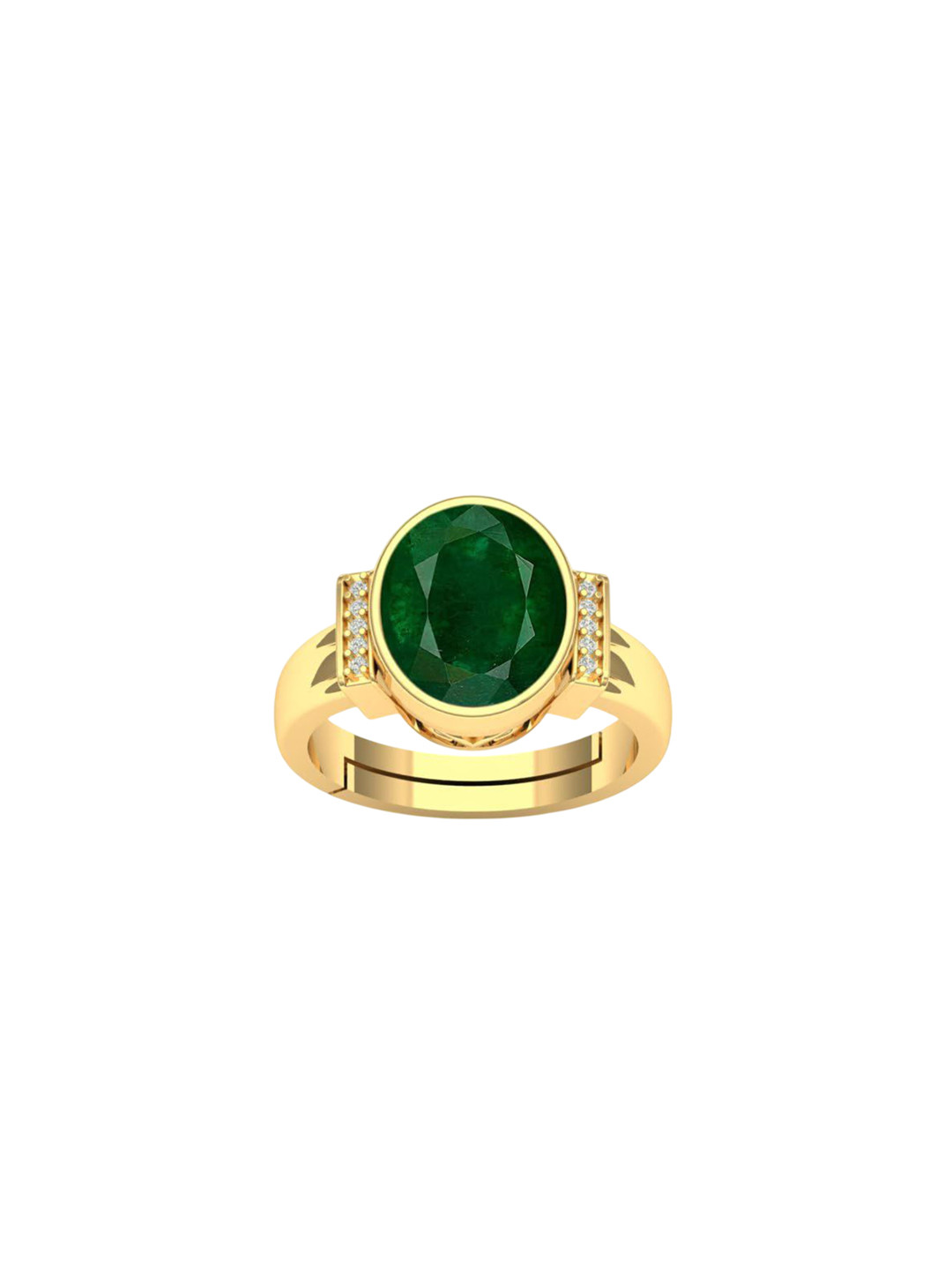 LMDPRAJAPATIS Unisex 11.25 Ratti 10.75 Carat Natural Emerald Zirconia Stone Gold Ring For Women