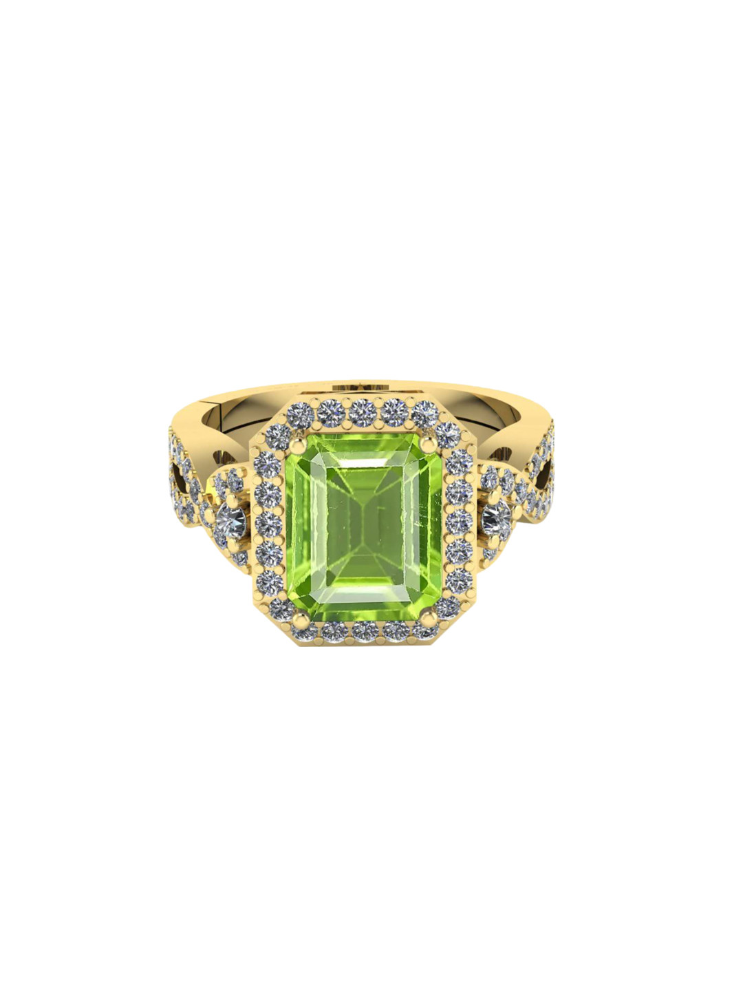 LMDPRAJAPATIS Unisex 12.25 Ratti 11.50 Carat Original Peridot August Birthstone Gold Plated Ring For Women's