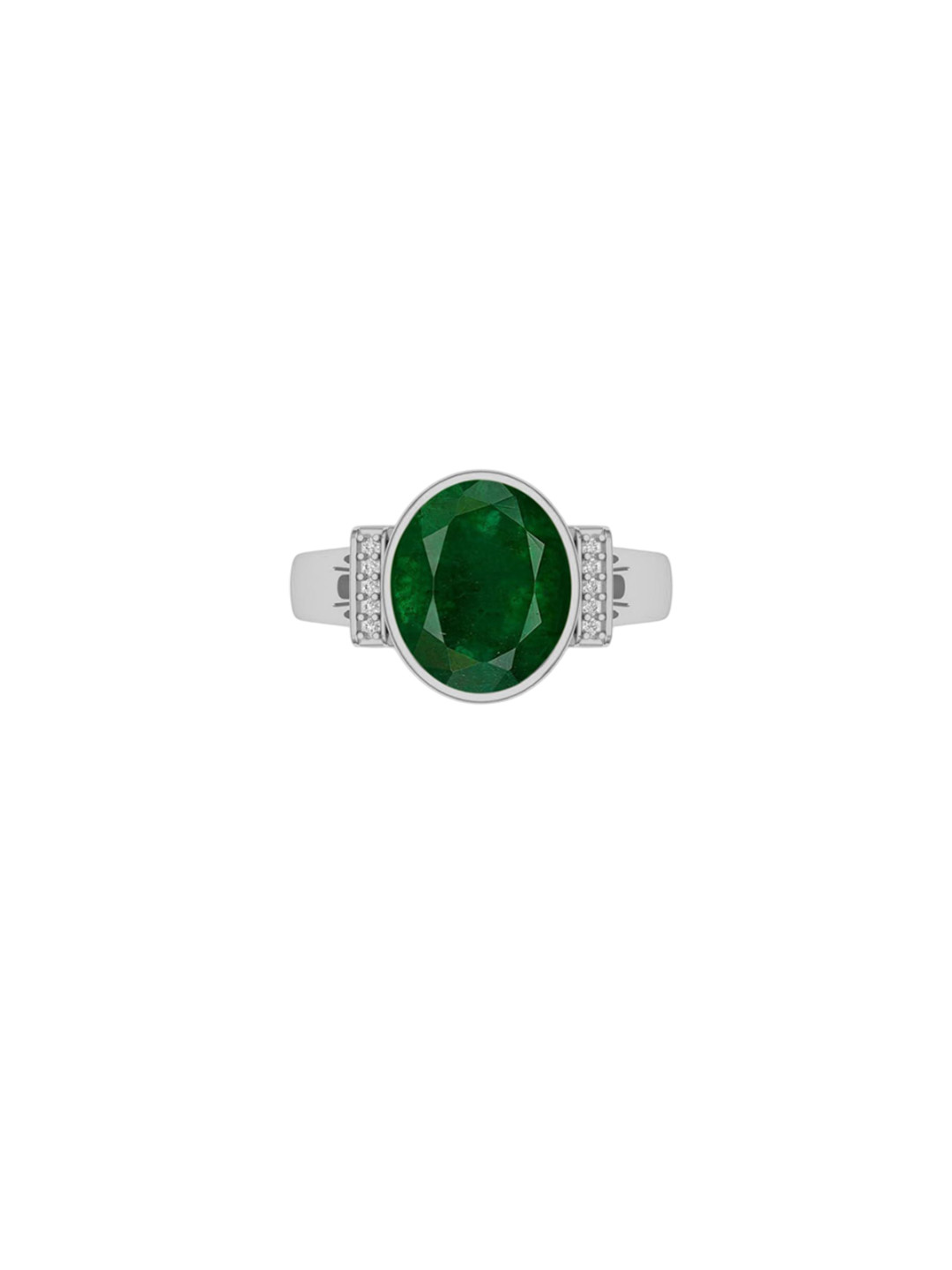 LMDPRAJAPATIS Unisex 7.25 Ratti 6.50 Carat Emerald Birthstone Silver Adjustable Ring For Men And Women