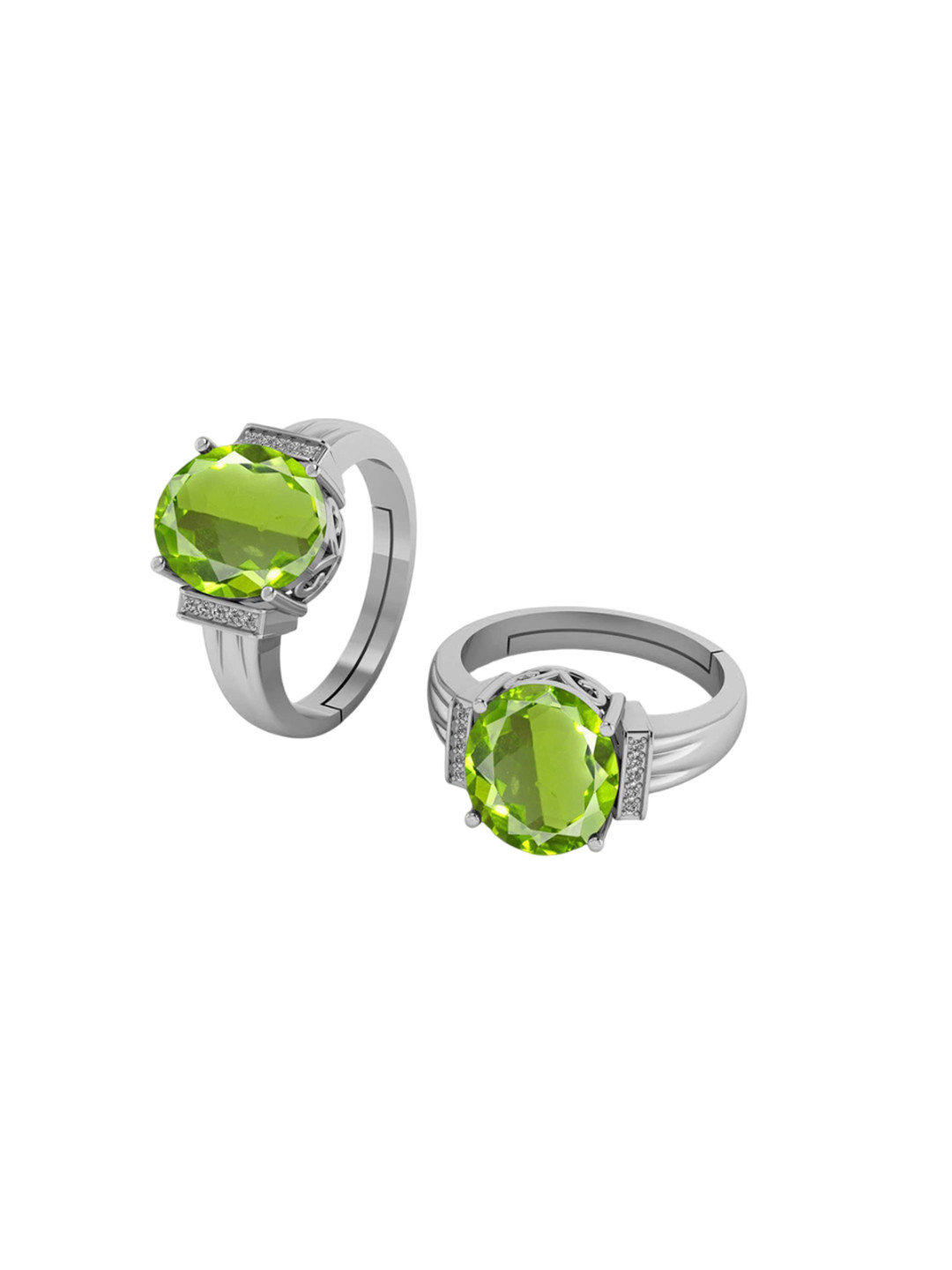 LMDPRAJAPATIS Unisex 9.25 Ratti 8.50 Carat Natural Peridot Gemstone Silver Ring For Men And Women